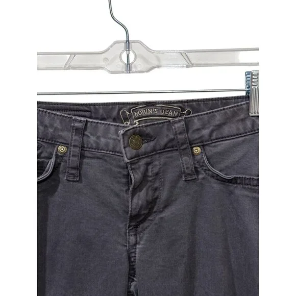 Robins Jean Womens Black Straight-Leg Jeans Embroidered Wings Size 25 - Picture 2 of 8